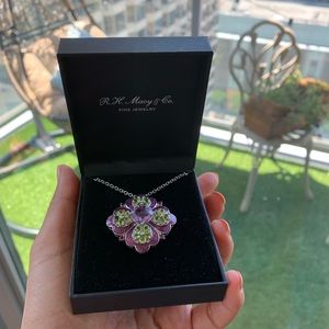 silver gem stone necklace (topaz, amethyst)